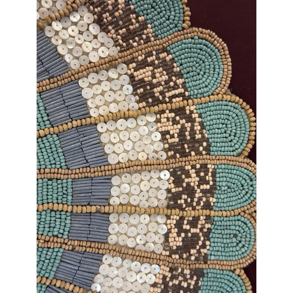 Scallop Sea Shell Beaded Placemat Centerpiece Charger 13 x 17.5